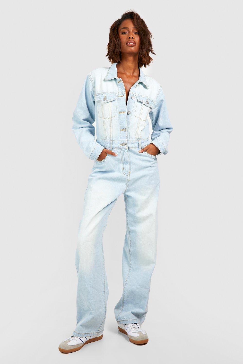 Boohoo denim boiler suit online